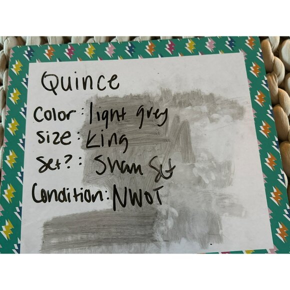 NWOT Quince Light Grey King Organic Cotton Stripe Stitch Quilted Sham Set 2 Pcs - Picture 3 of 3